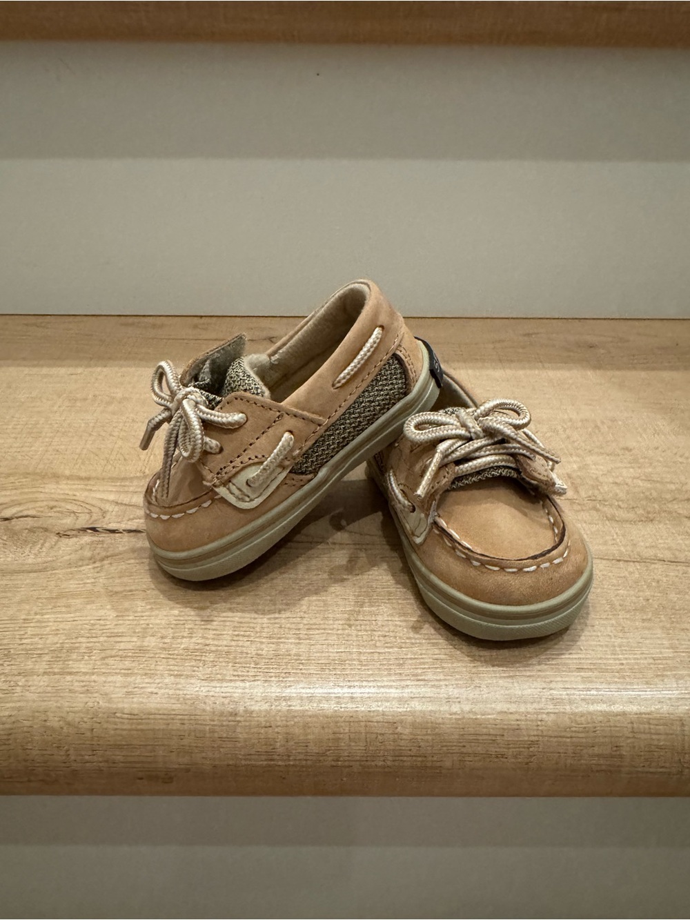 Sperry Kids Tan & Cream Boat Shoes with Lace Tie